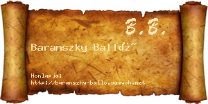 Baranszky Balló névjegykártya